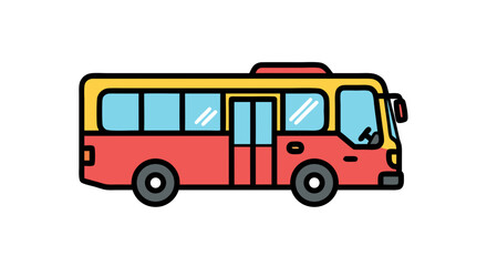 Vibrant School Bus Cartoon Illustration with Retro Flair and Muted Color Palette for Children's Media and Educational Purposes