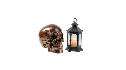skull and lantern on transparent background png