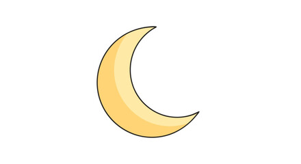 Obraz premium Crescent Moon Illustration: A Minimalist Design Featuring a Serene Celestial Body Element Perfect for Night and Space Themes and Cartoon Elements