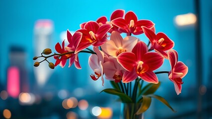 White fondue pot with golden cheese swirls, garnished with rosemary, Swiss flags waving in sunset breeze.