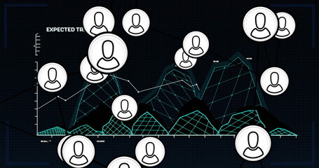 Displaying dashboard showing 3D grid plot with expected trend on screen, with user avatar network