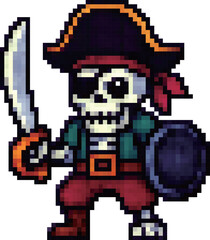 Fototapeta premium Dot art skeleton pirate that might appear in RPGs