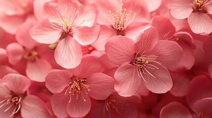 Pink cherry blossoms close-up, floral texture, spring background, soft light, nature wallpaper