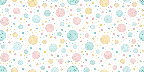 Charming polka dot pattern with pastel circles in playful, whimsical design for kids' products