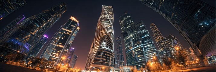 Modern city skyline at night