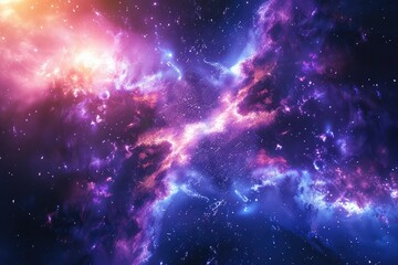 Naklejka premium Sharp Picture of Cosmic Scenery with Vivid Nebula and Galaxies