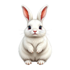 Fototapeta premium Cute White Rabbit with Big Ears and Soft Fur Sitting Upright