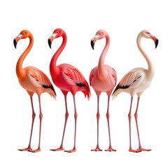 Obraz premium Elegant Flamingos Displaying Colorful Feathers and Graceful Posture