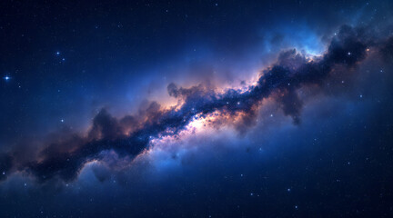 Fototapeta premium Vibrant and colorful nebula clouds glowing with starlight in the vast expanse of deep space galaxy