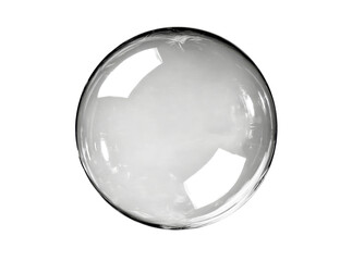 Transparent glass sphere on black background reflective surface, Isolated On White, Transparent Background, Png Cut Out