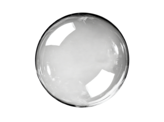 Transparent glass sphere on black background reflective surface, Isolated On White, Transparent Background, Png Cut Out