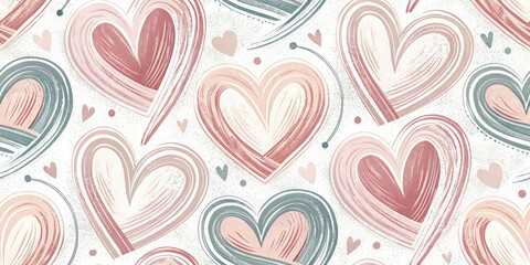 Charming heart pattern with soft brushstrokes and a gentle, romantic aesthetic for any loving occasion