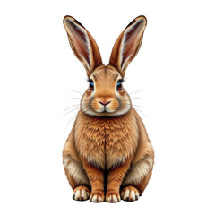Obraz premium Cute and Fluffy Rabbit with Big Ears Sitting on Transparent background