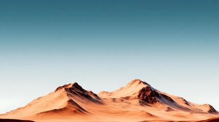 Naklejka premium Towering desert mountains with rugged textured slopes and ridges rise against a clear atmospheric sky in this dramatic natural landscape