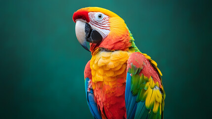 Obraz premium colorful macaw parrot perched isolated on green screen