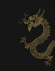 金線のミニマリストドラゴン