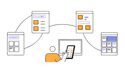 ux ui mobile app user interface designs digital software mobile app development concept. planning application process develop prototype wireframe for mobile phone. user experience computer code