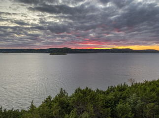 sunset over table rock lake in autumn