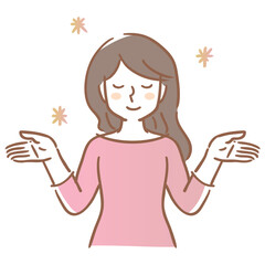 手を拡げる　女の人