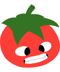 Cute Tomato Kawaii Illustration – Minimal Line Art
