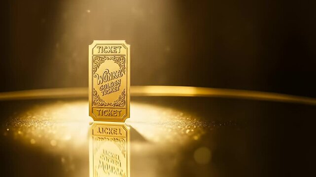 golden ticket wonka illuminated reflection