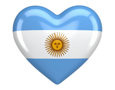 Heart-Shaped Argentina Flag Balloon, 3D Render with Shine and Depth, Isolated PNG - Powered by Adobe