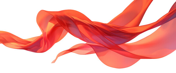 Fototapeta premium Elegant red fabric ribbons flow gracefully in the air, showcasing soft texture and dynamic motion with a modern abstract design.