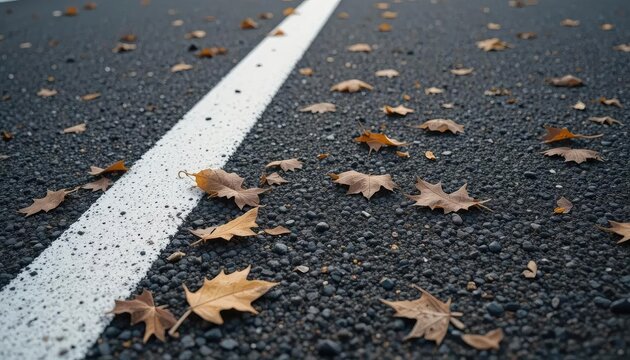 A white arrow painted on railway tracks, leading forward through autumn leaves. - Powered by Adobe