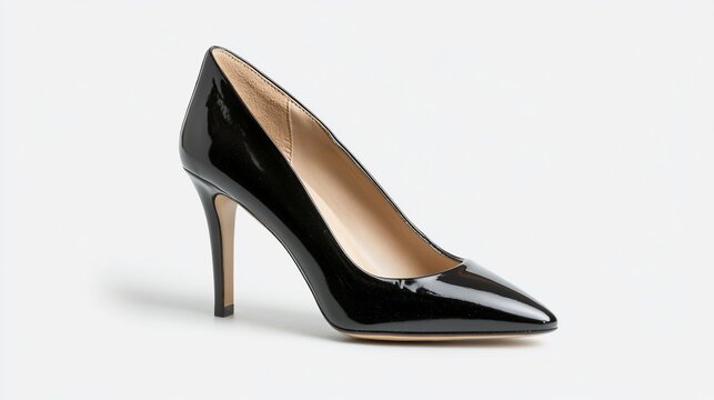Classic black patent leather pointed-toe stiletto heels
