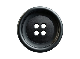 Large black four hole button fashion accessory detail, Isolated On White, Transparent Background, Png Cut Out