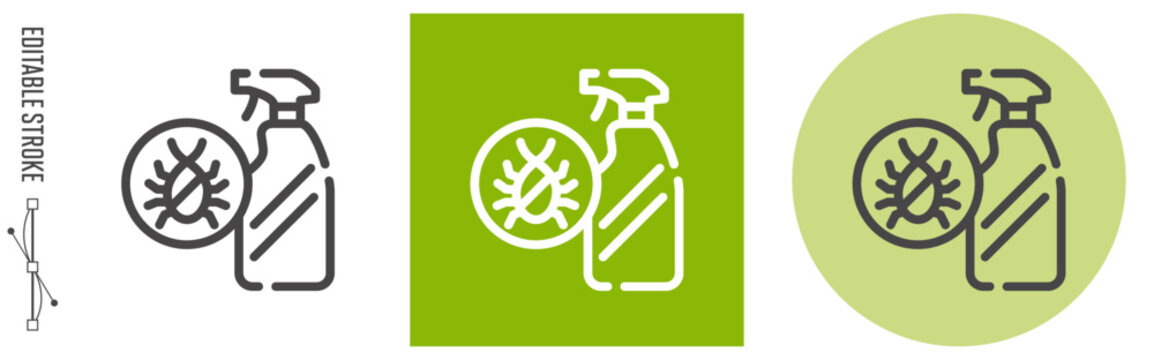 防虫剤・殺虫剤、ガーデニング、園芸｜ライン・アイコン [線の編集可能]