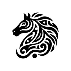 Obraz premium Tribal horse head with flowing river outline