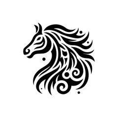 Fototapeta premium Tribal horse head with flowing river outline