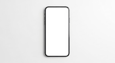 A modern smartphone with a blank white screen, centered on a plain white background.