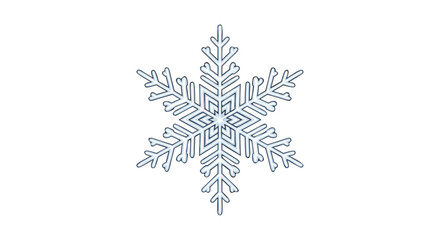 Delicate intricacy: An isolated snowflake with a detailed pattern, on a white canvas, emphasizing the beauty of winter's crystalline formations