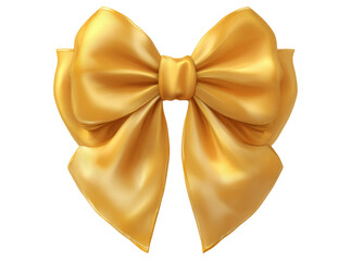 Elegant golden satin ribbon bow isolated on black background, Isolated On White, Transparent Background, Png Cut Out