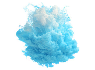 Abstract blue and white ink cloud explosion isolated on black background, Isolated On White, Transparent Background, Png Cut Out