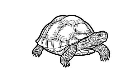 Fototapeta premium Elegant monochrome tortoise drawing with detailed shell and lifelike features.