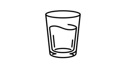 Refreshing Drink: A Minimalist Line Art Illustration of Water