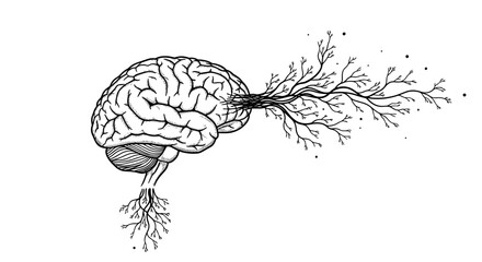 Fototapeta premium Conceptual illustration of a brain transforming into tree branches
