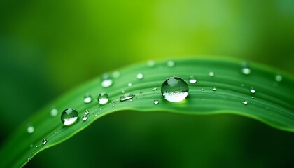 Macro Dewdrop on Vibrant Green Leaf- highly detailed texture