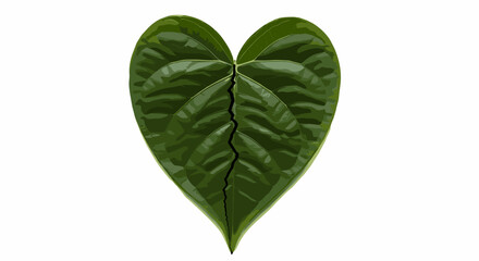 Heart shaped green leaf symbolizing love, nature, and healthy lifestyle.