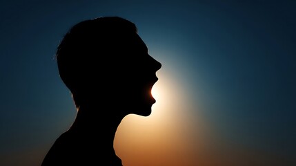Silhouette of Person with Open Mouth