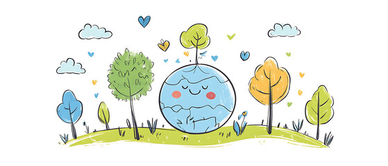 Naklejka premium recycling and nature themes: photos of trees sprouting from waste, Earth held above trash, and green initiatives with ample blank spaces for environmental messages.