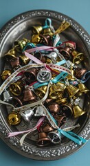 Decorative bells in a tray