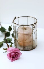 Romance, Rose, candle, on the table, free space