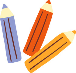 Flat Style Three Colored Pencil Set