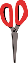 Flat Style Red Handled Scissors Icon