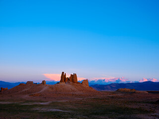 ruins of ancient castle in the himalayas