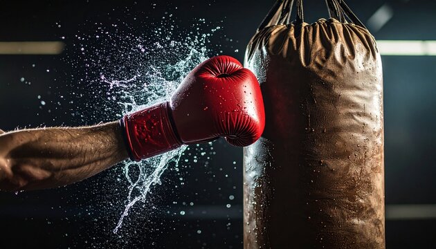 Punch Power: A dynamic image captures a boxer's powerful punch, highlighting the precision and impact of the sport in a high-definition shot. - Powered by Adobe